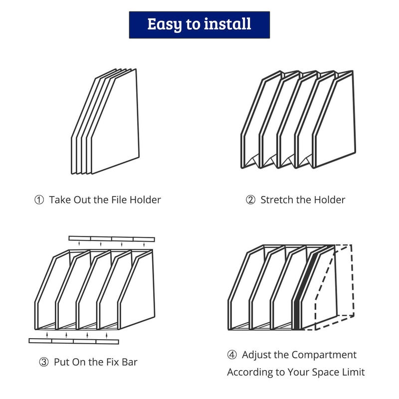 SAYEEC Desktop Collapsible File Magazine Folder Holder 4 Compartment Plastic Hollow Documents Foldable Organizer Files Cabinet Shelf Frames Dividers Rack Display and Storage - Image 4